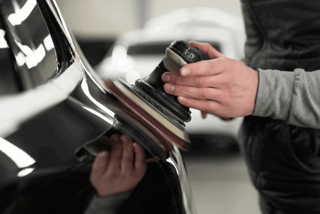 Polishing paint on a car